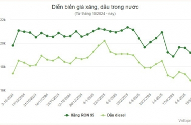 Giá xăng, dầu cùng giảm 170-540 đồng một lít